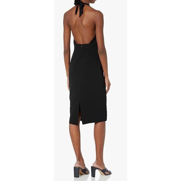 Dress the Population Vanessa Deep Plunge Neckline Halter Bodycon Midi Dress - Picture 2 of 8